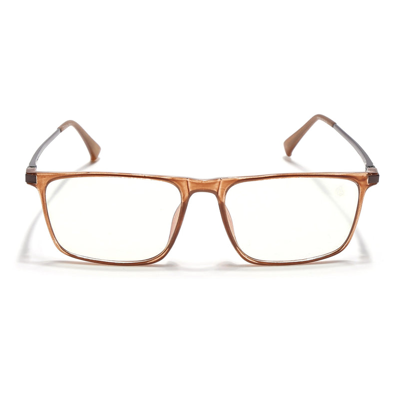 Eyejack Domino Shine Brown Rectangle Eyeglasses for Men & Women (TR1006FCL1695-C10)