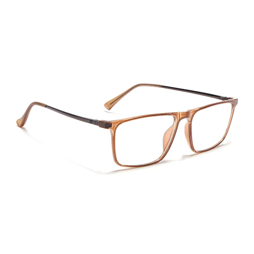 Eyejack Domino Shine Brown Rectangle Eyeglasses for Men & Women (TR1006FCL1695-C10)