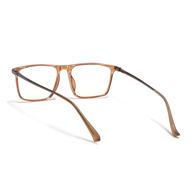 Eyejack Domino Shine Brown Rectangle Eyeglasses for Men & Women (TR1006FCL1695-C10)