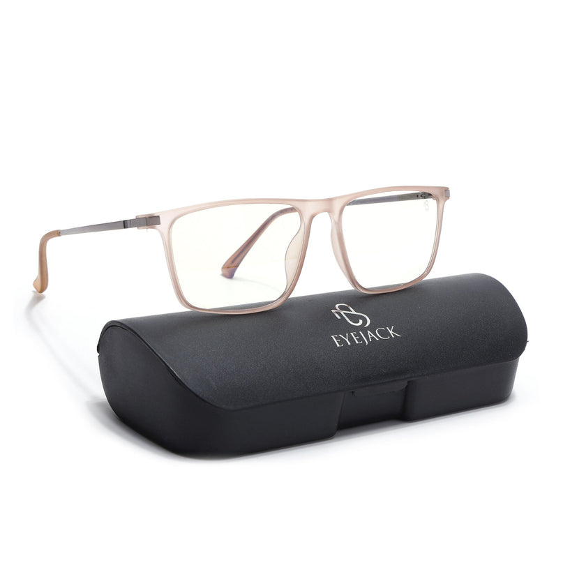 Eyejack Domino Matt Brown Rectangle Eyeglasses for Men & Women (TR1006FCL1696-C11)