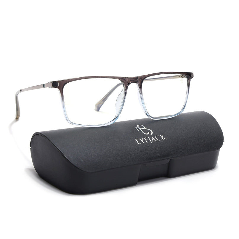 Eyejack Domino Black & Clear Rectangle Eyeglasses for Men & Women (TR1006FCL1698-C13)