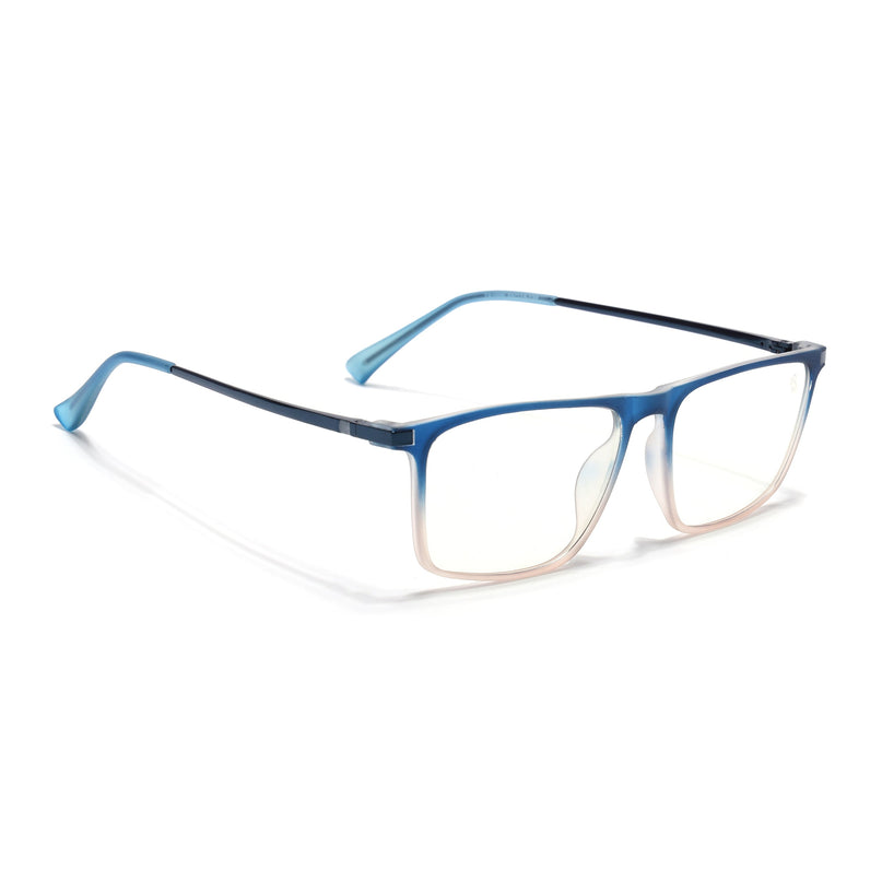 Eyejack Domino Blue & Brown Rectangle Eyeglasses for Men & Women (TR1006FCL1699-C14)