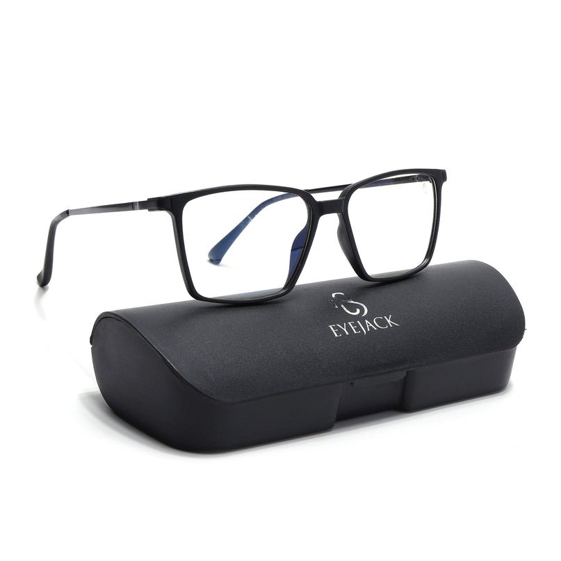 Eyejack Domino Matt Black Square Eyeglasses for Men & Women (TR1007FCL1701-C2)