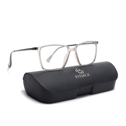 Eyejack Domino Transparent Square Eyeglasses for Men & Women (TR1007FCL1702-C3)