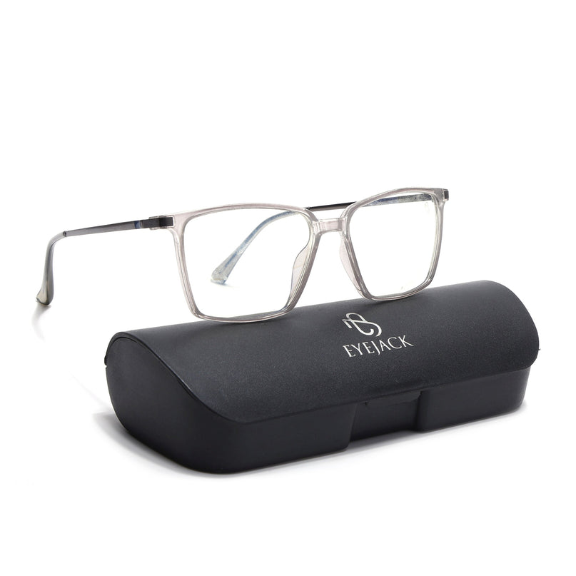 Eyejack Domino Transparent Square Eyeglasses for Men & Women (TR1007FCL1702-C3)