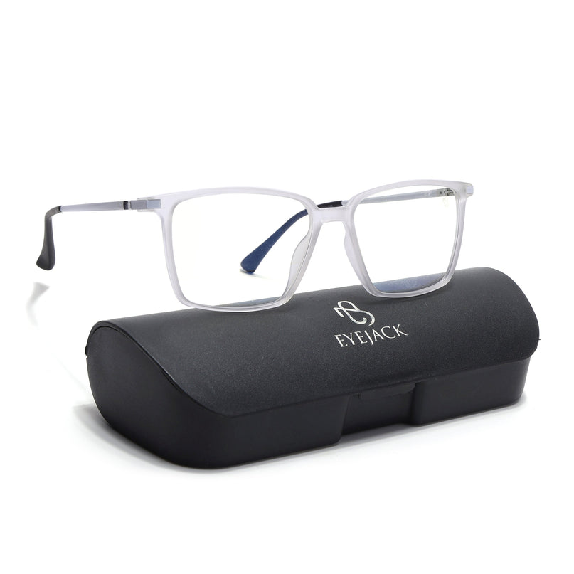 Eyejack Domino Matt Transparent Square Eyeglasses for Men & Women (TR1007FCL1703-C4)