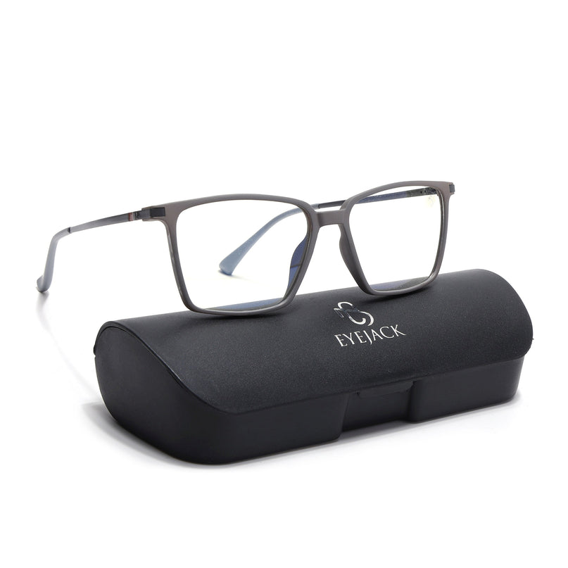 Eyejack Domino Grey Square Eyeglasses for Men & Women (TR1007FCL1704-C5)