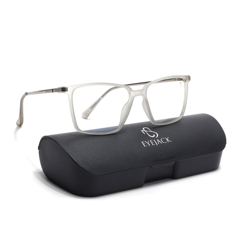 Eyejack Domino Matt Grey Square Eyeglasses for Men & Women (TR1007FCL1705-C6)
