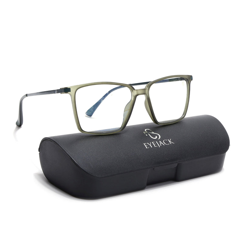 Eyejack Domino Olive Square Eyeglasses for Men & Women (TR1007FCL1706-C7)