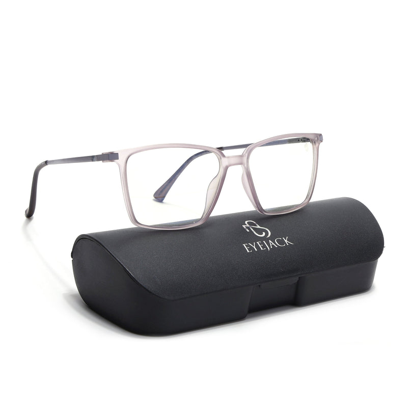 Eyejack Domino Purple Square Eyeglasses for Men & Women (TR1007FCL1707-C8)