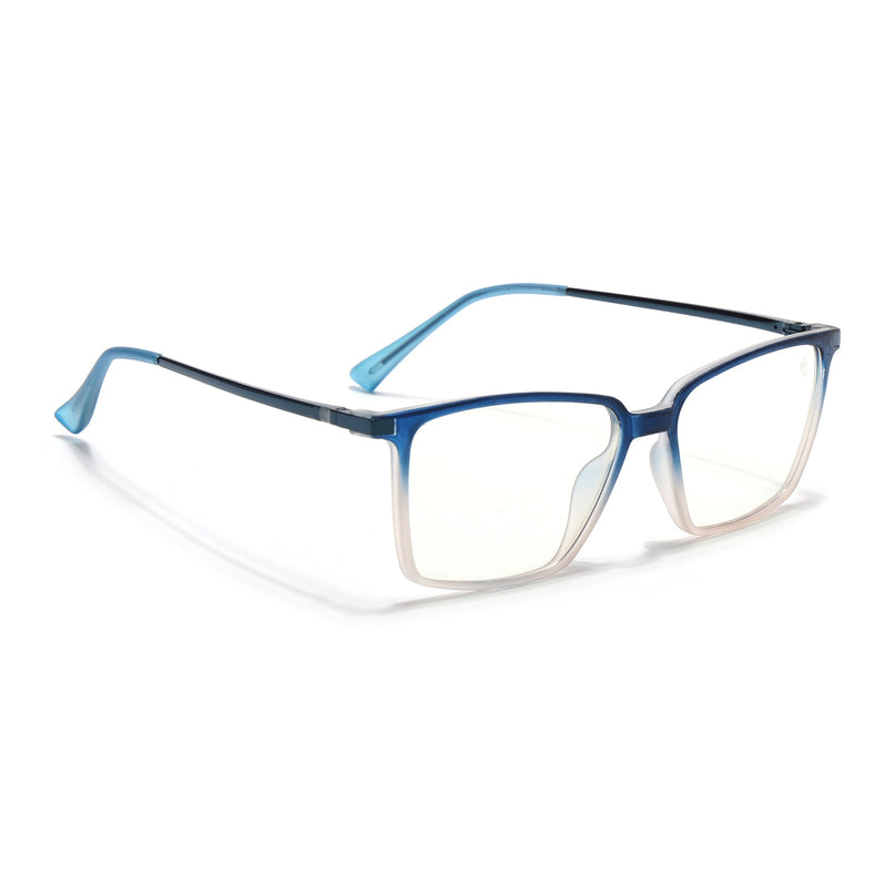 Eyejack Domino Blue & Brown Square Eyeglasses for Men & Women (TR1007FCL1713-C14)