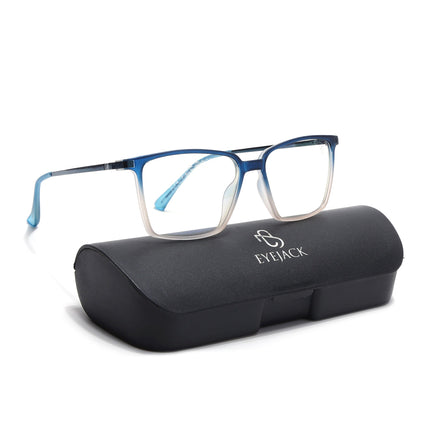 Eyejack Domino Blue & Brown Square Eyeglasses for Men & Women (TR1007FCL1713-C14)