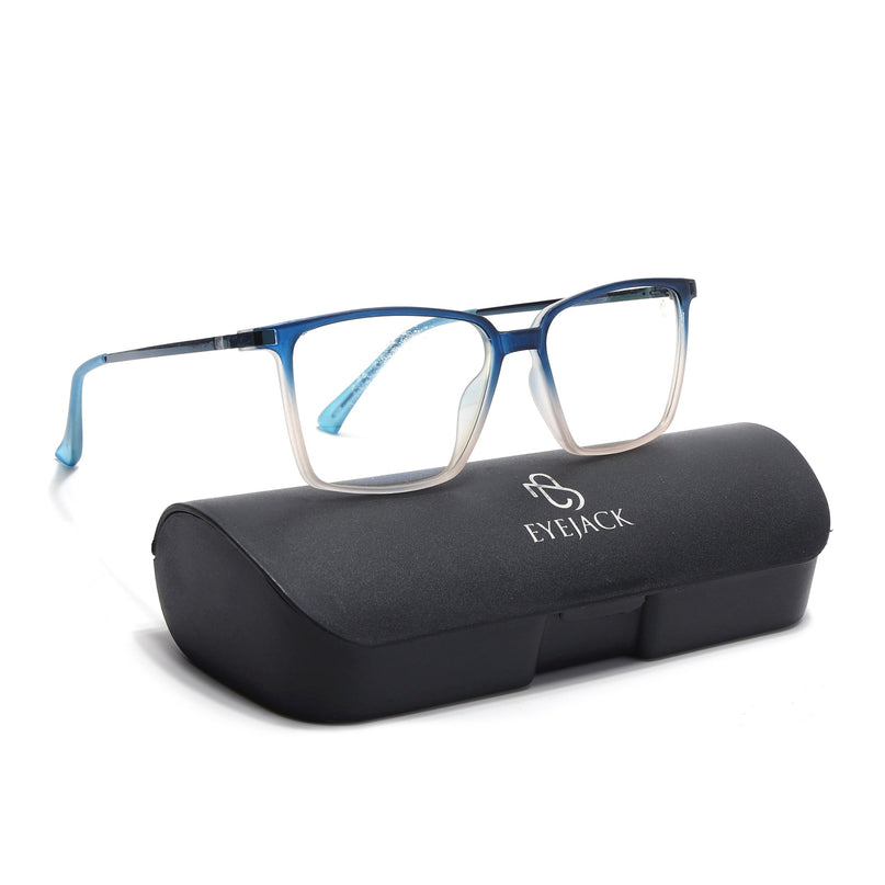 Eyejack Domino Blue & Brown Square Eyeglasses for Men & Women (TR1007FCL1713-C14)
