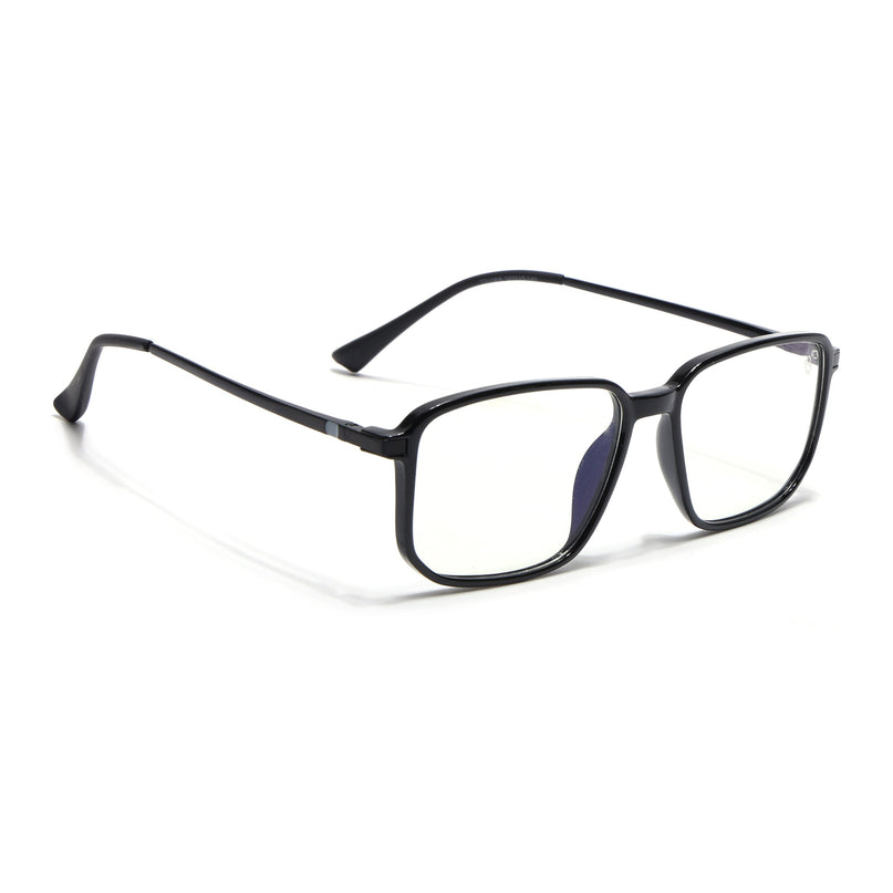 Eyejack Domino Shine Black Rectangle Eyeglasses for Men & Women (TR1008FCL1714-C1)