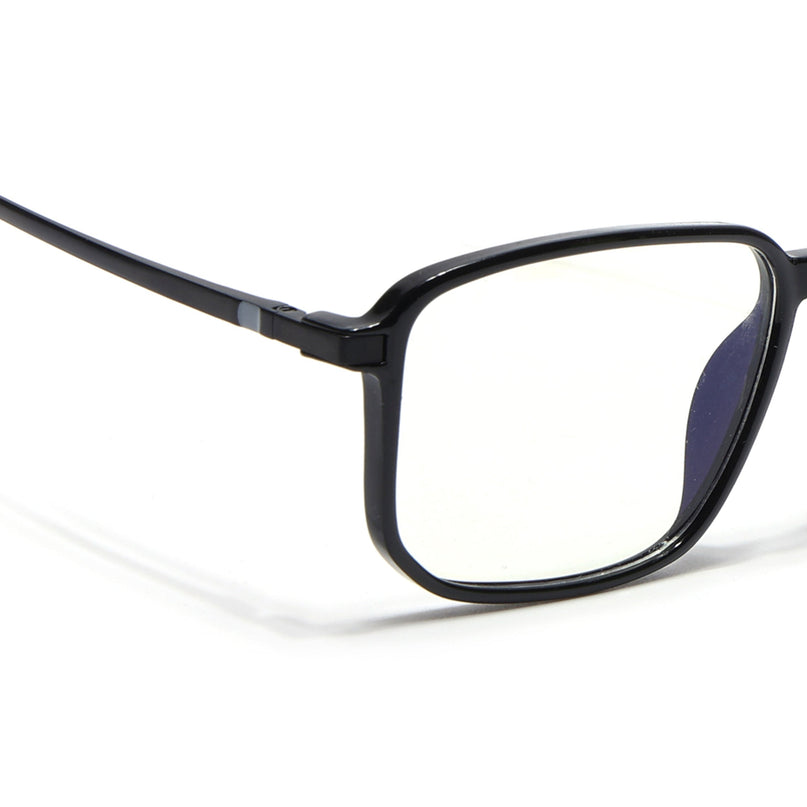 Eyejack Domino Shine Black Rectangle Eyeglasses for Men & Women (TR1008FCL1714-C1)