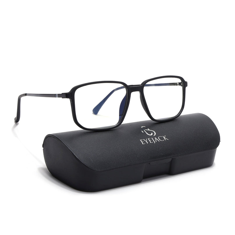 Eyejack Domino Matt Black Rectangle Eyeglasses for Men & Women (TR1008FCL1715-C2)