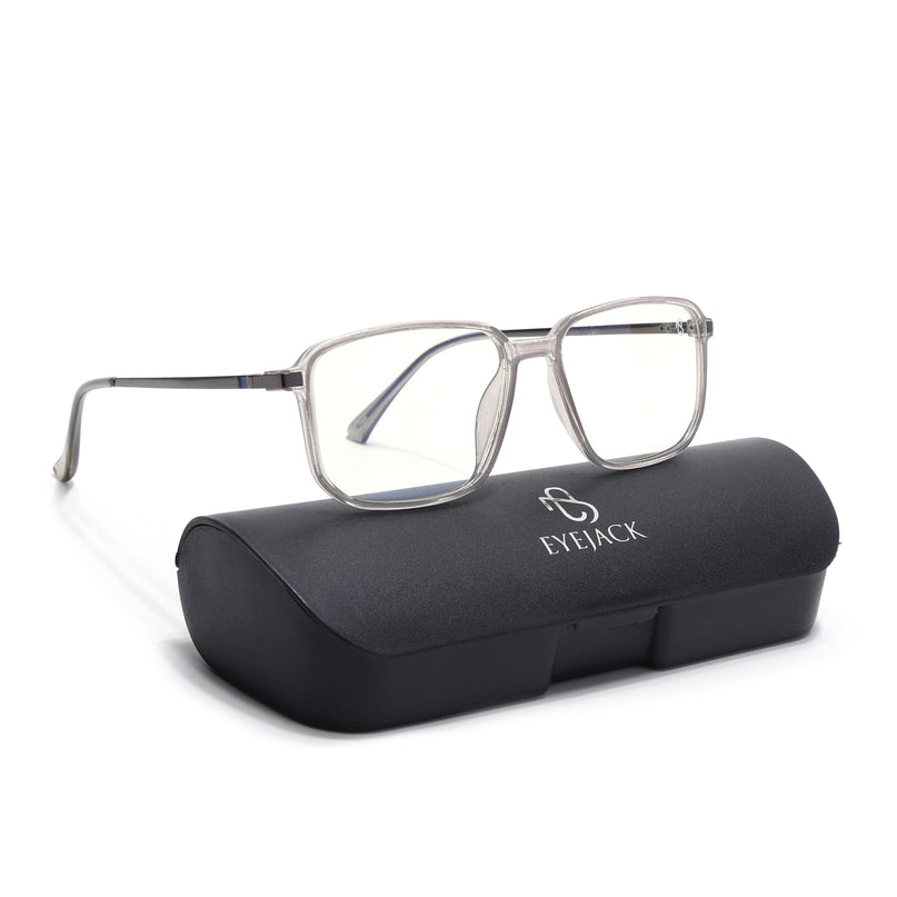 Eyejack Domino Transparent Rectangle Eyeglasses for Men & Women (TR1008FCL1716-C3)