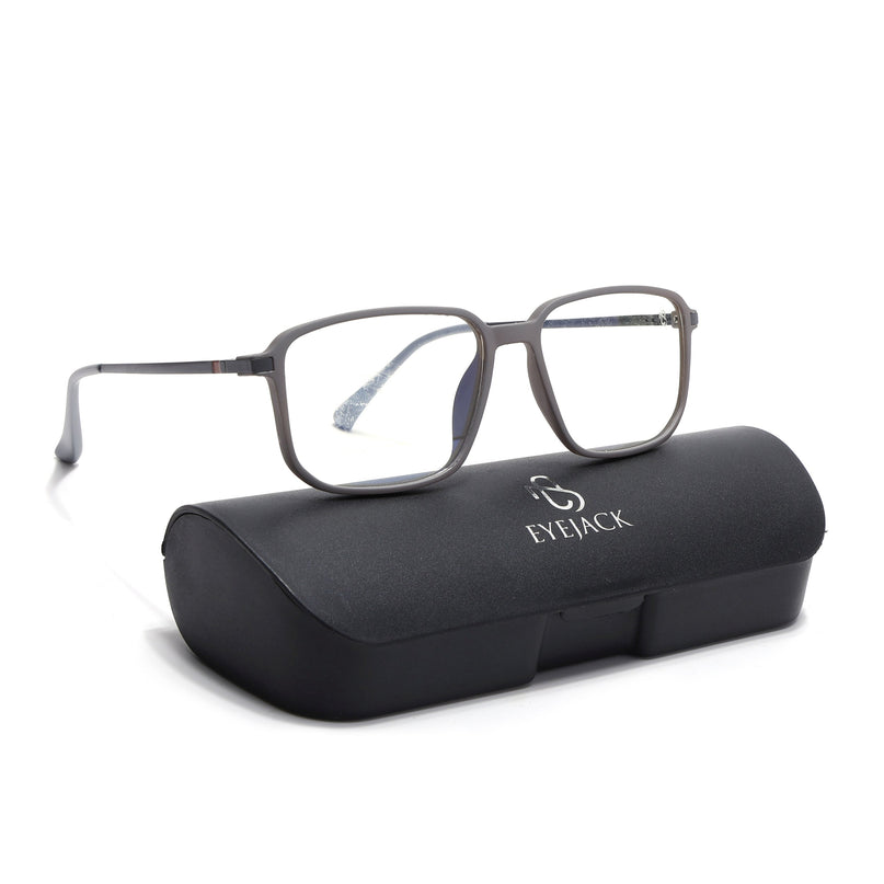 Eyejack Domino Grey Rectangle Eyeglasses for Men & Women (TR1008FCL1718-C5)