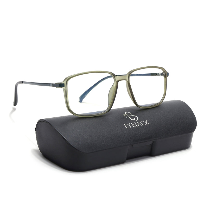 Eyejack Domino Olive Rectangle Eyeglasses for Men & Women (TR1008FCL1720-C7)