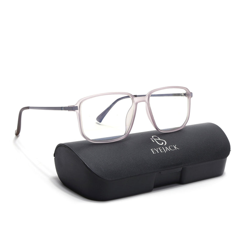 Eyejack Domino Purple Rectangle Eyeglasses for Men & Women (TR1008FCL1721-C8)