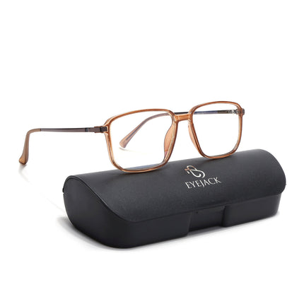 Eyejack Domino Shine Brown Rectangle Eyeglasses for Men & Women (TR1008FCL1723-C10)