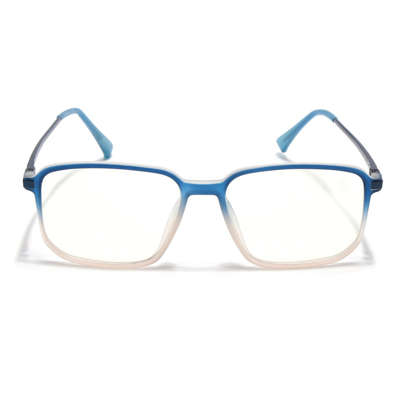 Eyejack Domino Blue & Brown Rectangle Eyeglasses for Men & Women (TR1008FCL1727-C14)