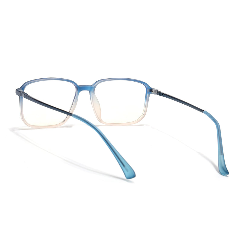 Eyejack Domino Blue & Brown Rectangle Eyeglasses for Men & Women (TR1008FCL1727-C14)
