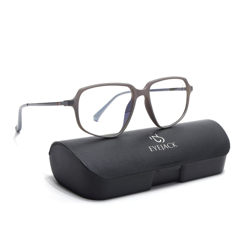 Eyejack Domino Grey Square Eyeglasses for Men & Women (TR1009FCL1732-C5)