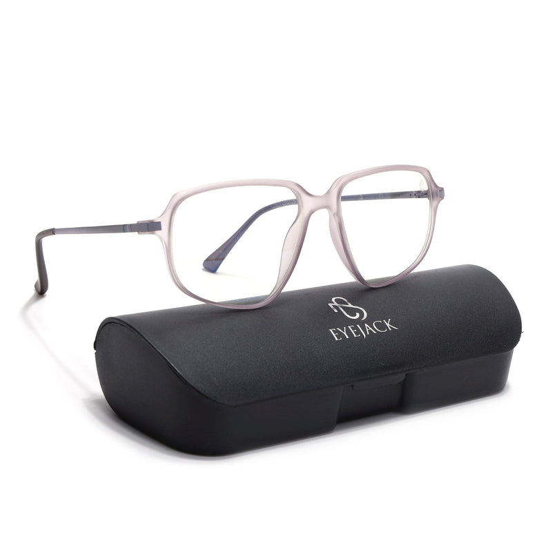 Eyejack Domino Purple Square Eyeglasses for Men & Women (TR1009FCL1735-C8)