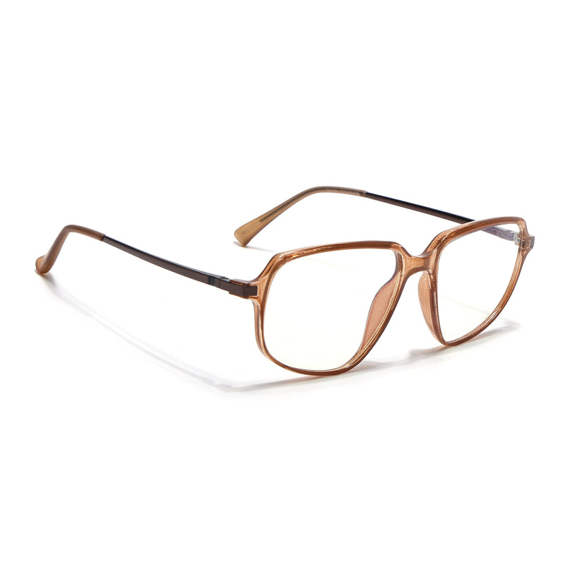 Eyejack Domino Shine Brown Square Eyeglasses for Men & Women (TR1009FCL1737-C10)