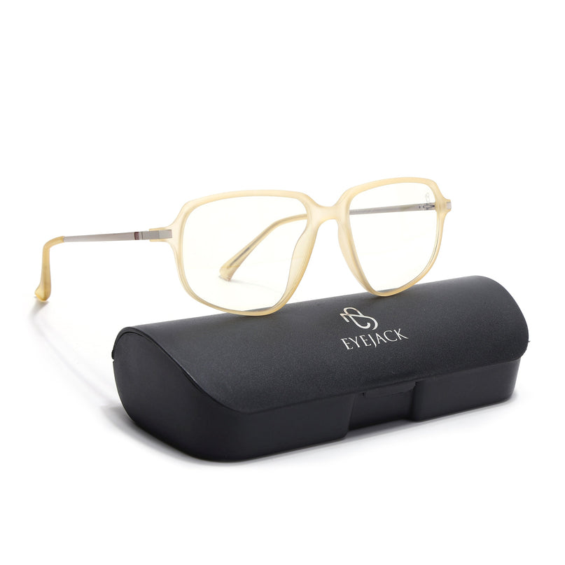 Eyejack Domino Yellow Square Eyeglasses for Men & Women (TR1009FCL1739-C12)