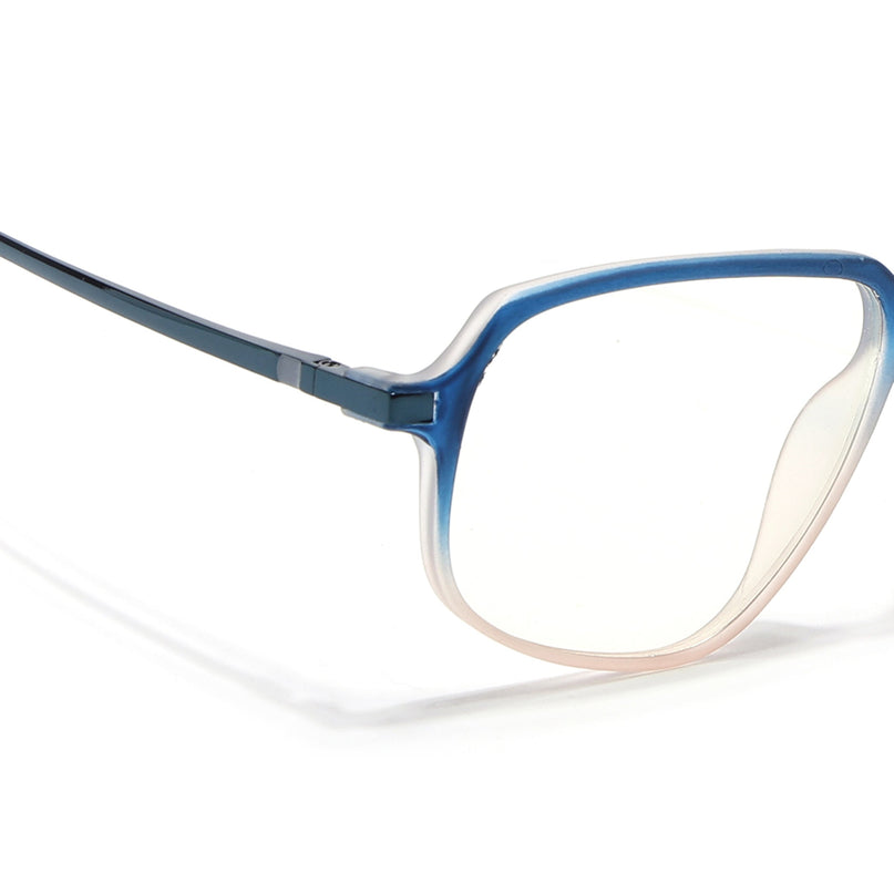 Eyejack Domino Blue & Brown Square Eyeglasses for Men & Women (TR1009FCL1741-C14)
