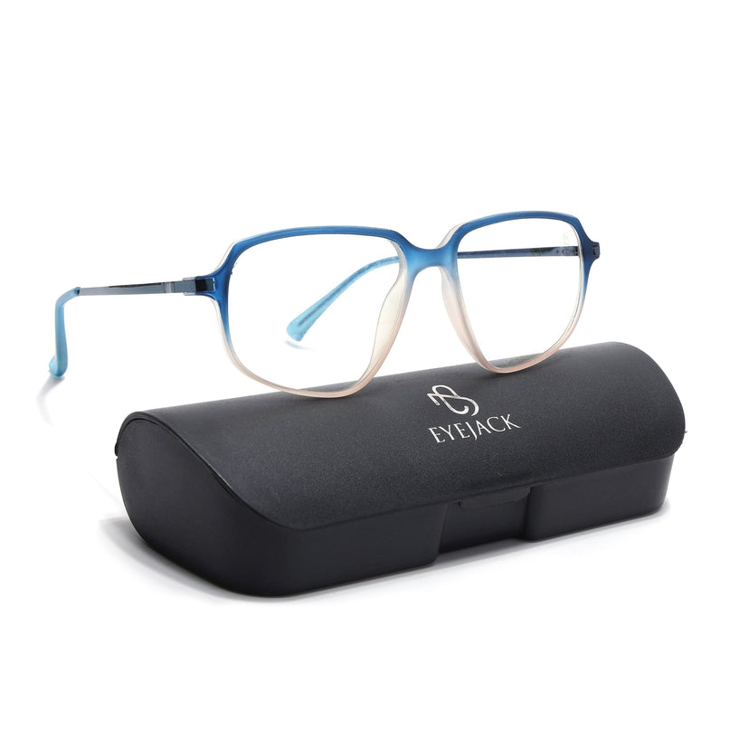Eyejack Domino Blue & Brown Square Eyeglasses for Men & Women (TR1009FCL1741-C14)