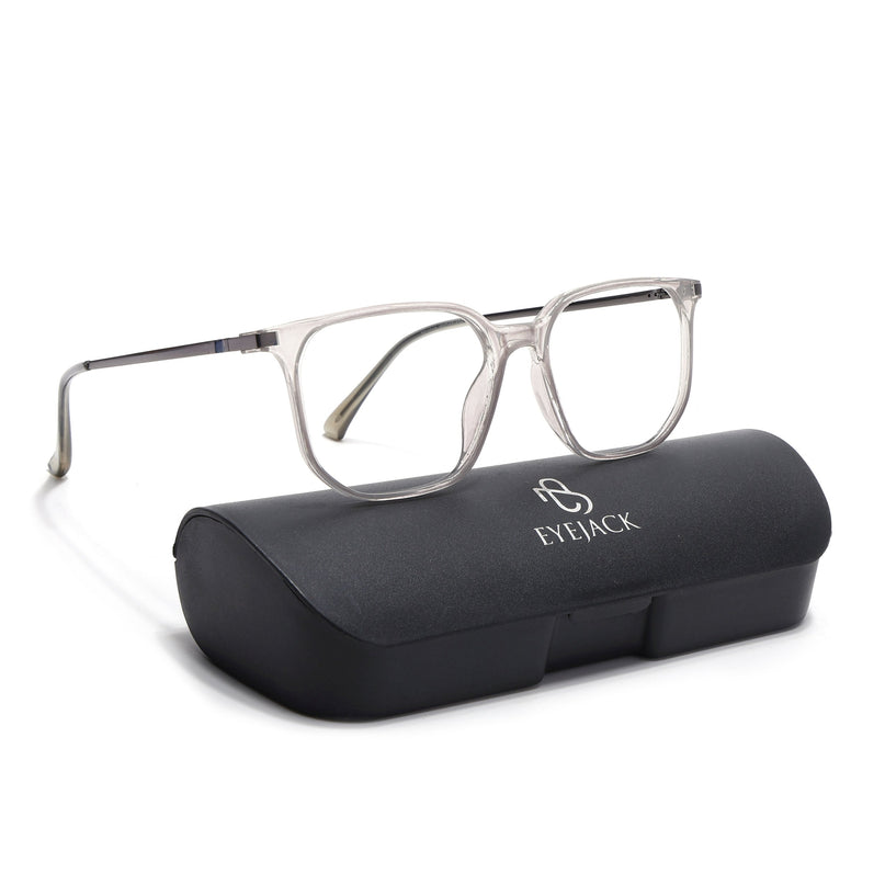 Eyejack Domino Transparent Square Eyeglasses for Men & Women (TR1010FCL1744-C3)