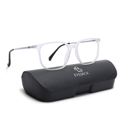 Eyejack Domino Matt Transparent Square Eyeglasses for Men & Women (TR1010FCL1745-C4)