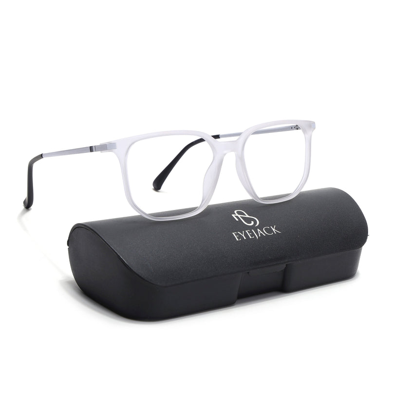 Eyejack Domino Matt Transparent Square Eyeglasses for Men & Women (TR1010FCL1745-C4)