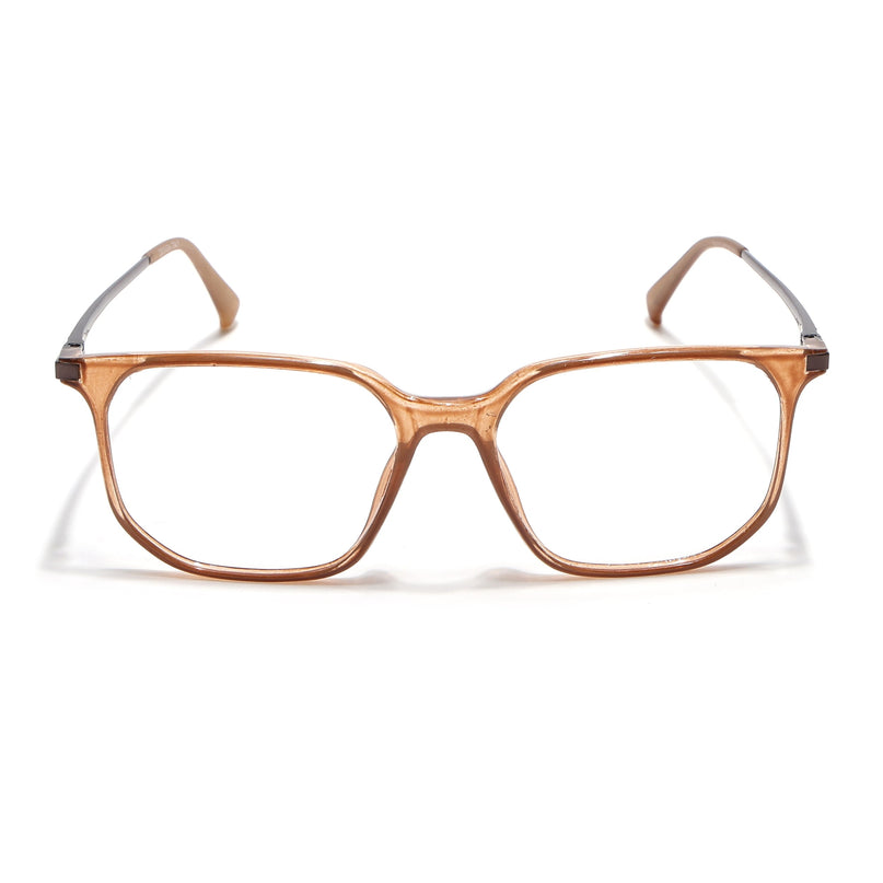 Eyejack Domino Shine Brown Square Eyeglasses for Men & Women (TR1010FCL1751-C10)