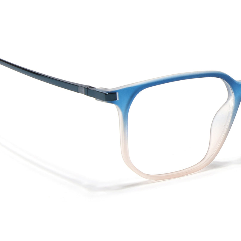 Eyejack Domino Blue & Brown Square Eyeglasses for Men & Women (TR1010FCL1755-C14)