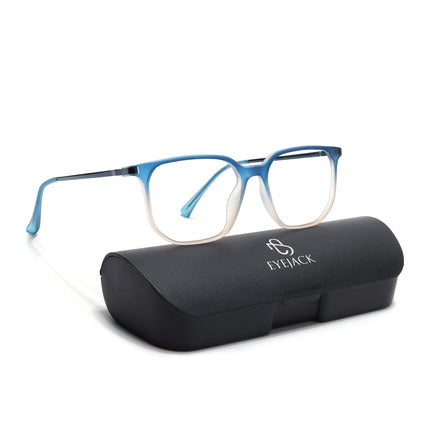 Eyejack Domino Blue & Brown Square Eyeglasses for Men & Women (TR1010FCL1755-C14)
