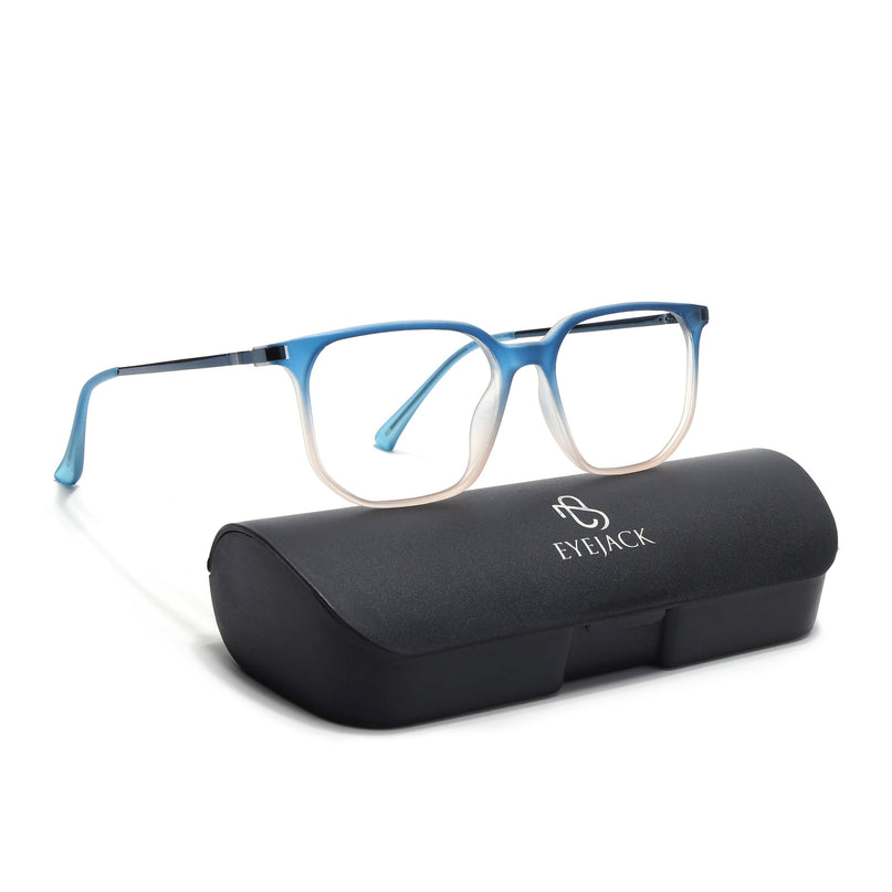 Eyejack Domino Blue & Brown Square Eyeglasses for Men & Women (TR1010FCL1755-C14)