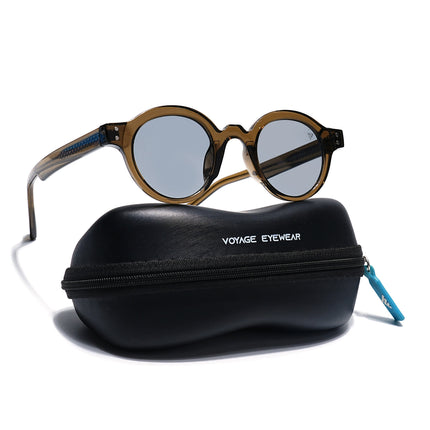 Round Sunglasses Grey Lens | Olive Frame - MG7761