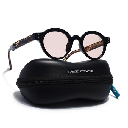 Round Sunglasses for Men & Women (Black Lens | Black Frame - MG7775)