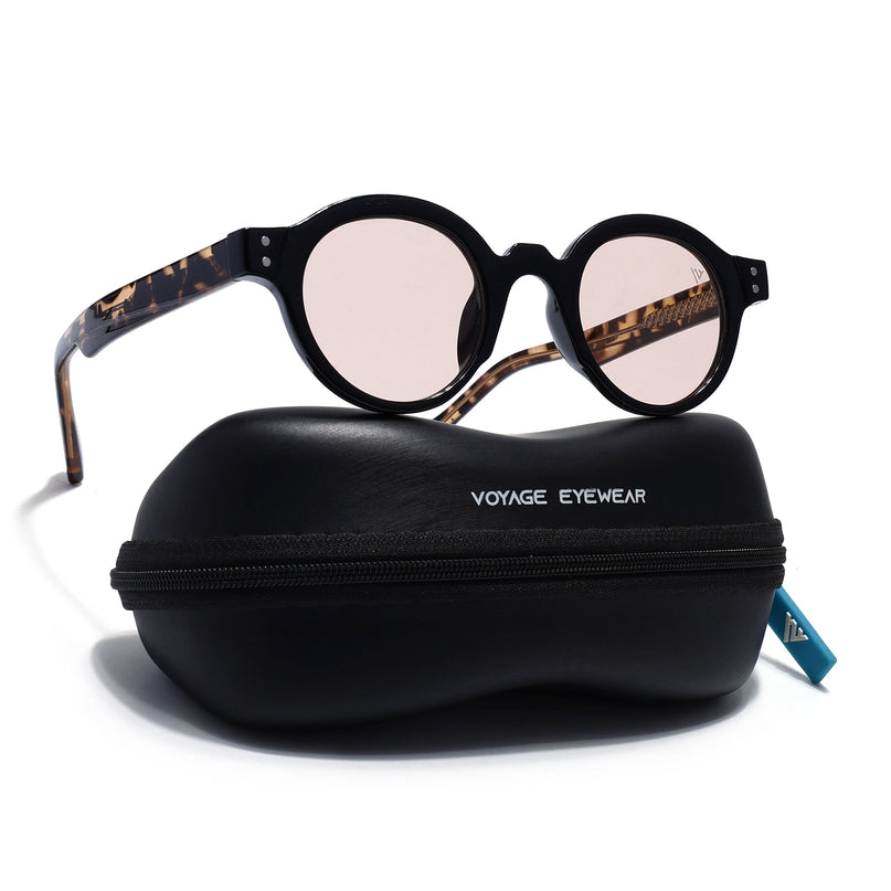 Round Sunglasses for Men & Women (Black Lens | Black Frame - MG7775)
