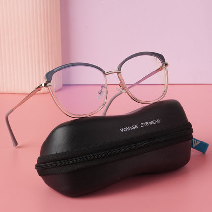 Voyage Glam Grey & Golden Cateye Eyeglasses for Women - MG5149-C2