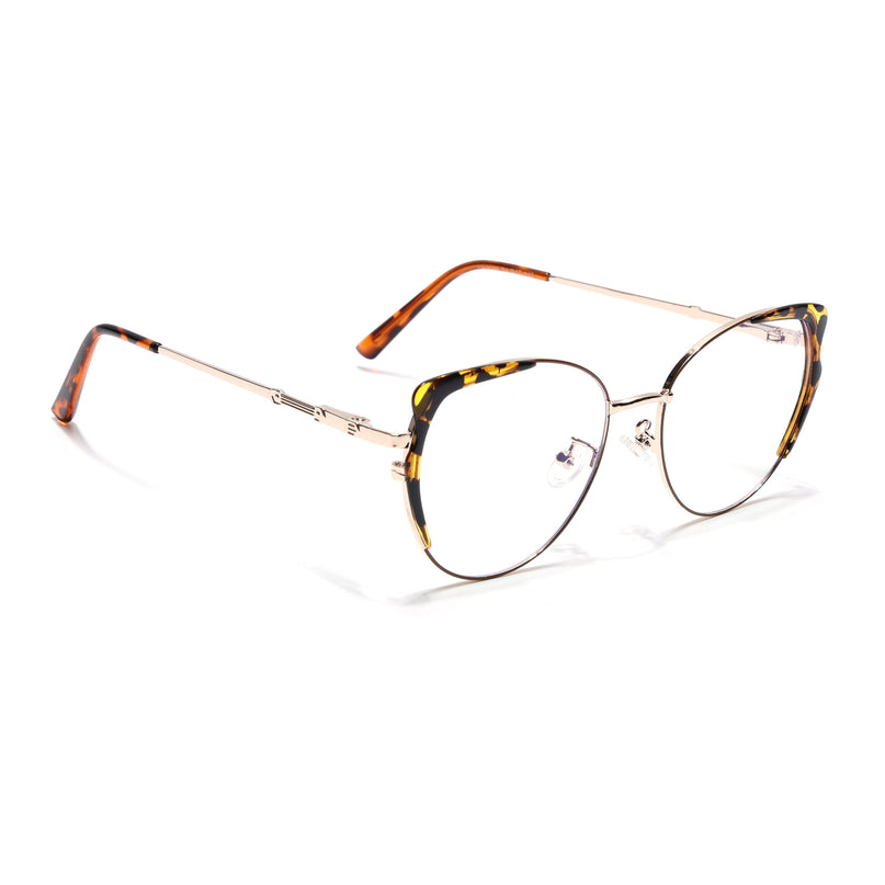 Voyage Glam Golden & Demi Brown Cateye Eyeglasses for Women - MG5158-C3
