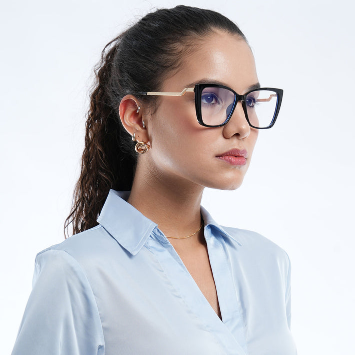 Voyage Black Cateye Eyeglasses for Women - MG4011