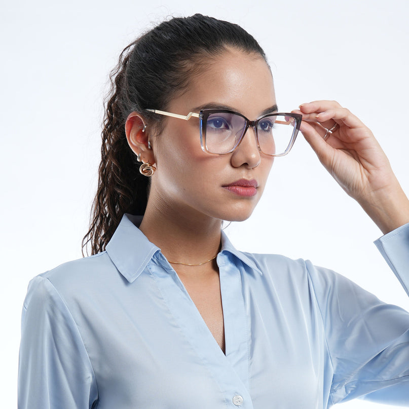 Voyage Black & Brown Cateye Eyeglasses for Women - MG4014