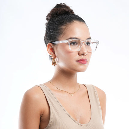 EyeJack Astra Transparent Square Eyeglasses for Men & Women (TR6601CL66-C4)