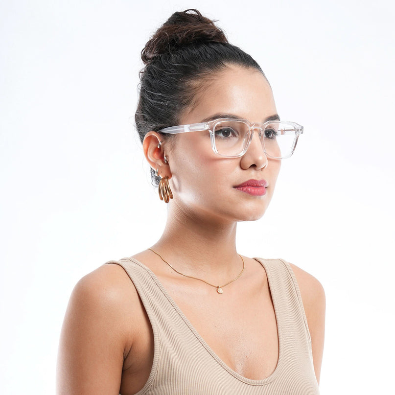 EyeJack Astra Transparent Square Eyeglasses for Men & Women (TR6601CL66-C4)