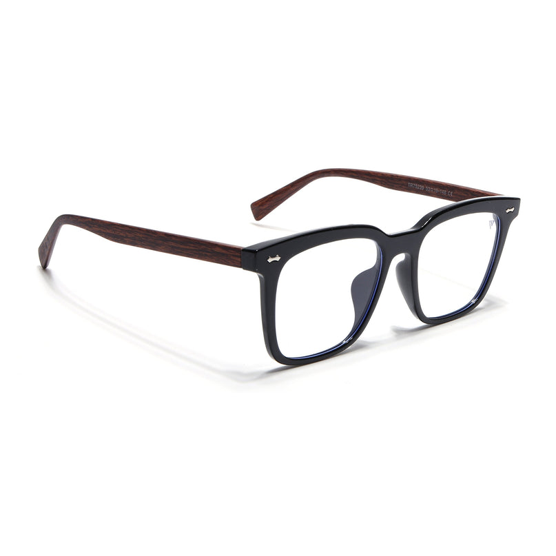 Voyage Wooden Texture Black Square Eyeglasses - MG3858